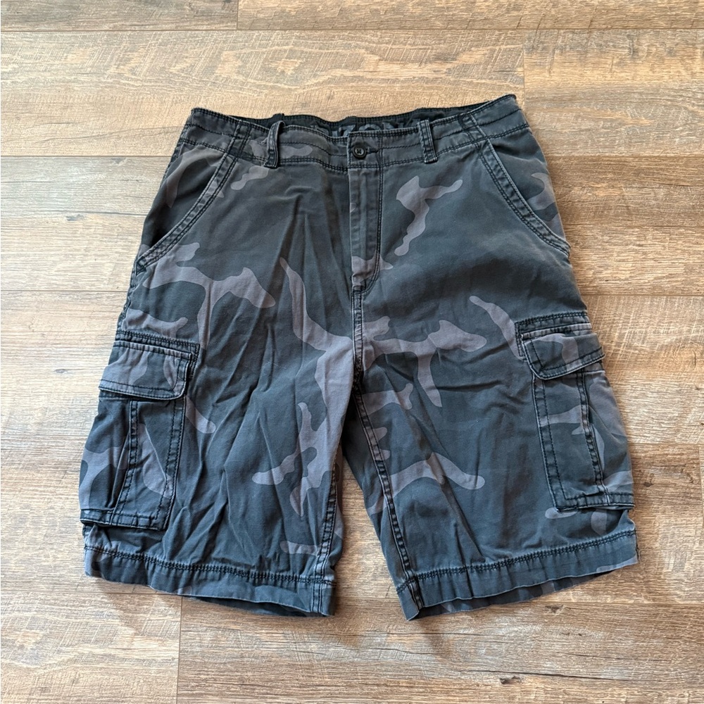 Retro Y2K Dark Camo Cargo Shorts